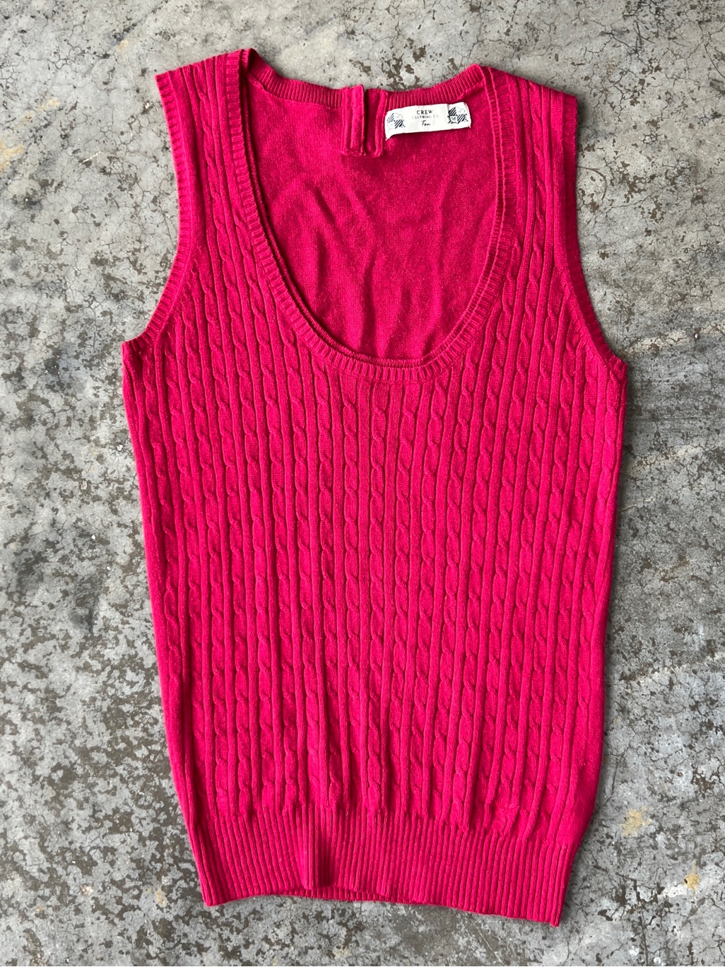 Crew Clothing Co Pink Cable Knit Sweater Vest Women's 10 Angora Blend Scoop Neck